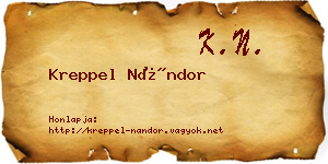 Kreppel Nándor névjegykártya